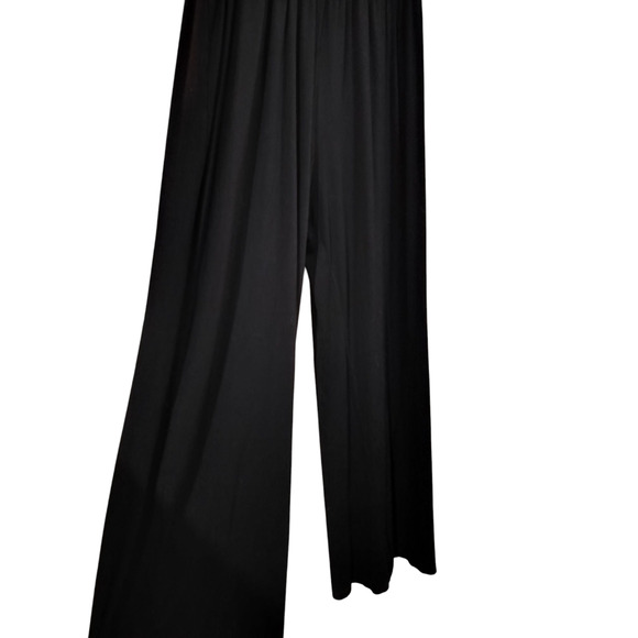 3350) Tua Tua Black Short Flare Sleeves Cinched Waist Jersey Pantsuit Large - Picture 5 of 7